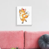 Fox als Bride met Veil & Heart Canvas Afdruk (Insitu (Woonkamer))