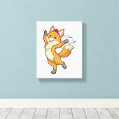 Fox als Bride met Veil & Heart Canvas Afdruk (Insitu (Houten vloer))