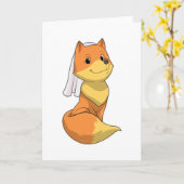 Fox als Bride met Veil Kaart (Gele Bloem)