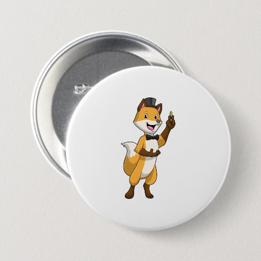 Fox als bruom met bruiloft ronde button 7,6 cm (Voorkant /achterkant)