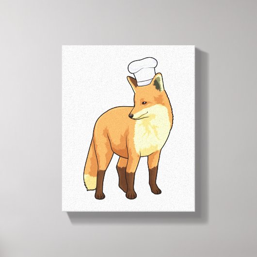 Fox als Cook met Chef-pet Canvas Afdruk (Voorkant)