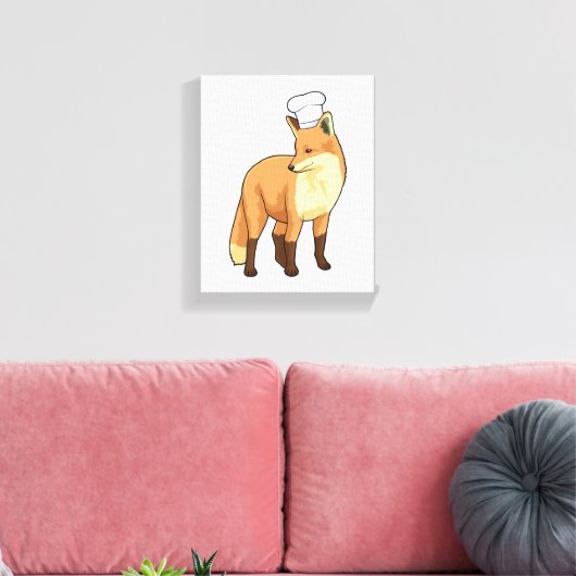 Fox als Cook met Chef-pet Canvas Afdruk (Insitu (Woonkamer))