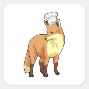 Fox als Cook met Chef-pet Vierkante Sticker