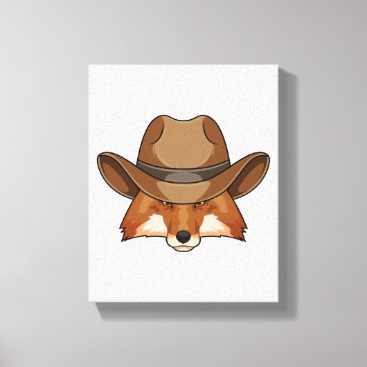 Fox als Cowboy met Pet Canvas Afdruk (Voorkant)