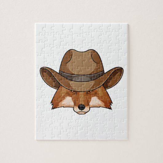 Fox als Cowboy met Pet Legpuzzel (Verticaal)