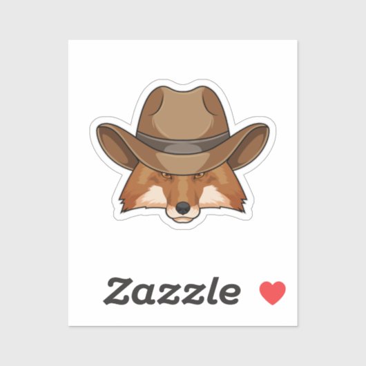 Fox als Cowboy met Pet Sticker (Vel)