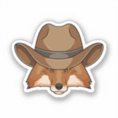 Fox als Cowboy met Pet Sticker (Voorkant)
