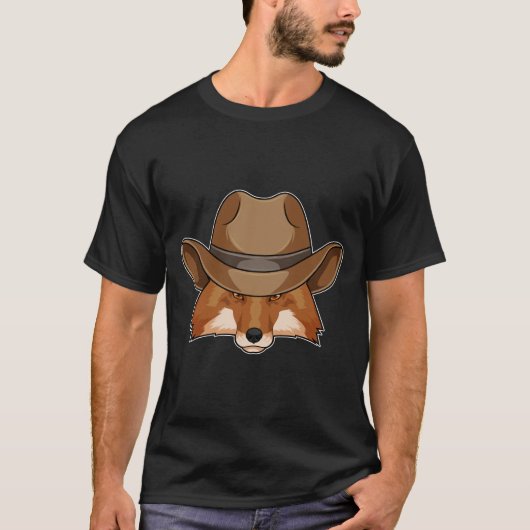 Fox als Cowboy met Pet T-shirt (Voorkant)