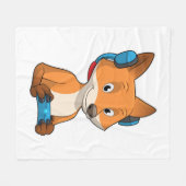 Fox als gamer met joystick fleece deken (Voorkant (Horizontaal))