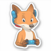 Fox als gamer met joystick sticker (Voorkant)