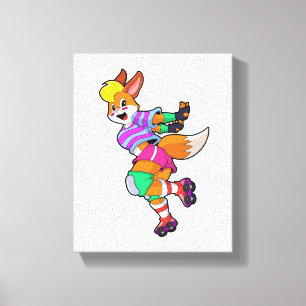 Fox als gealigneerde Skater met gealigneerde Schaa Canvas Afdruk