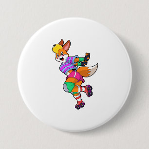 Fox als gealigneerde Skater met gealigneerde Schaa Ronde Button 7,6 Cm