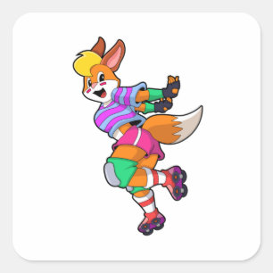 Fox als gealigneerde Skater met gealigneerde Schaa Vierkante Sticker