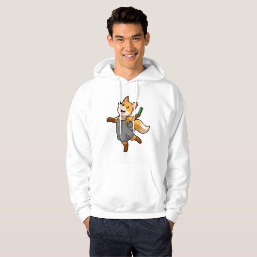 Fox als hairdresser met schaar hoodie (Voorkant volledig)
