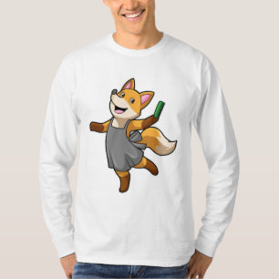 Fox als hairdresser met schaar t-shirt
