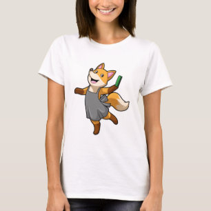 Fox als hairdresser met schaar t-shirt
