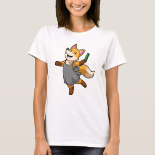 Fox als hairdresser met schaar t-shirt