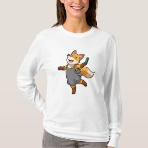Fox als hairdresser met schaar t-shirt