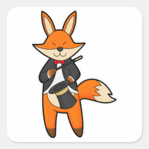 Fox als Magicaliër met Magic Wand & Pet Vierkante Sticker