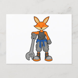 Fox als Mechanic met Spanner Briefkaart