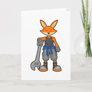 Fox als Mechanic met Spanner Kaart