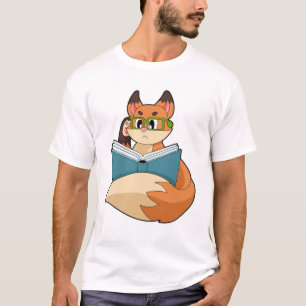 Fox als nerd met boek en bril t-shirt