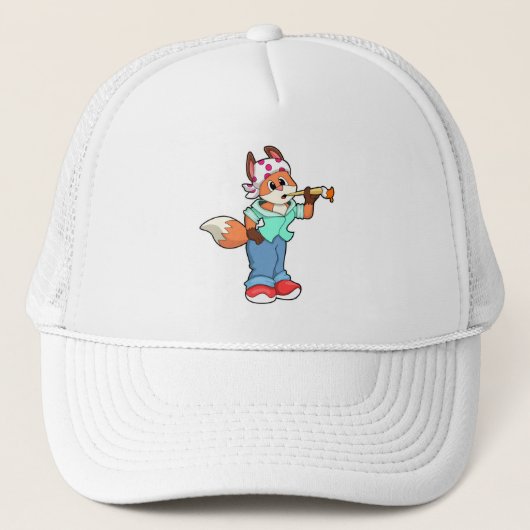 Fox als schilder met penseel en kleur trucker pet (Voorkant)