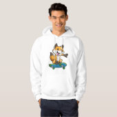 Fox als Skater met skateboard Hoodie (Voorkant volledig)