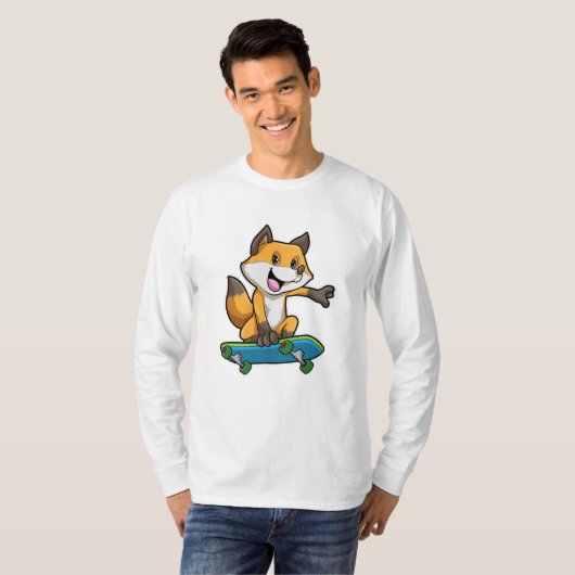 Fox als Skater met skateboard T-shirt (Voorkant volledig)