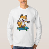 Fox als Skater met skateboard T-shirt (Voorkant)