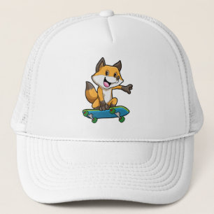 Fox als Skater met skateboard Trucker Pet