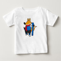 Fox als skiër met skiën