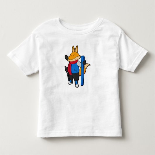 Fox als skiër met skiën kinder shirts (Voorkant)