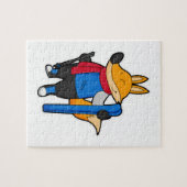 Fox als skiër met skiën legpuzzel (Horizontaal)
