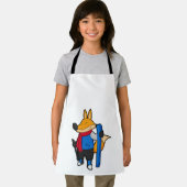 Fox als skiër met skiën schort (Insitu)