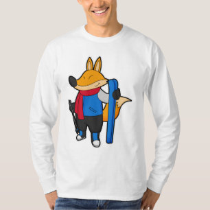 Fox als skiër met skiën t-shirt