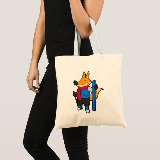 Fox als skiër met skiën tote bag (Voorkant (product))