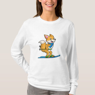 Fox als skiër met skipolen t-shirt
