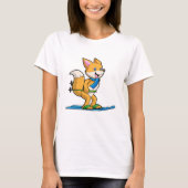 Fox als skiër met skipolen t-shirt (Voorkant)