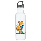 Fox als skiër met skipolen waterfles (Voorkant)
