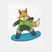 Fox als Snowboarder met Snowboard Fleece Deken (Voorkant)
