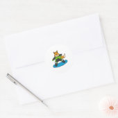Fox als Snowboarder met Snowboard Ronde Sticker (Envelop)