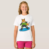 Fox als Snowboarder met Snowboard T-shirt (Voorkant volledig)
