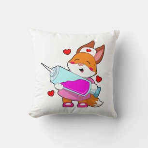 Fox als verpleegster met spuit kussen