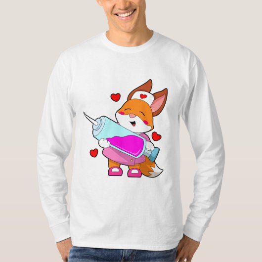 Fox als verpleegster met spuit t-shirt (Voorkant)