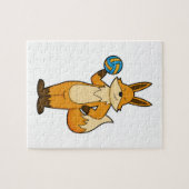 Fox als volleybalspeler met volleybal legpuzzel (Horizontaal)