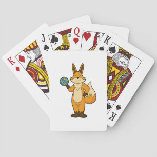 Fox als volleybalspeler met volleybal pokerkaarten