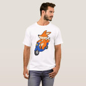 Fox als wandelaar met scooter t-shirt (Voorkant volledig)