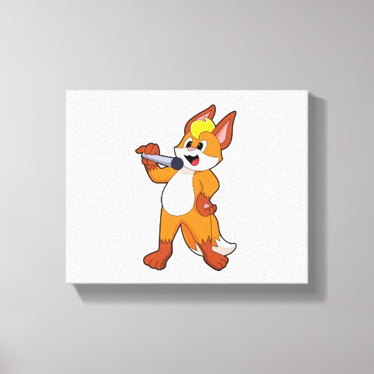 Fox als zanger met microfoon canvas afdruk (Voorkant)