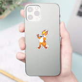 Fox als zanger met microfoon sticker (Telefoon)